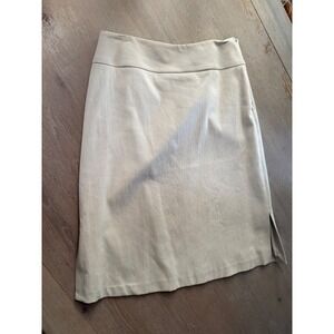Banana Republic Stretch Beige Pencil Skirt Side Slit Business Casual Size 4